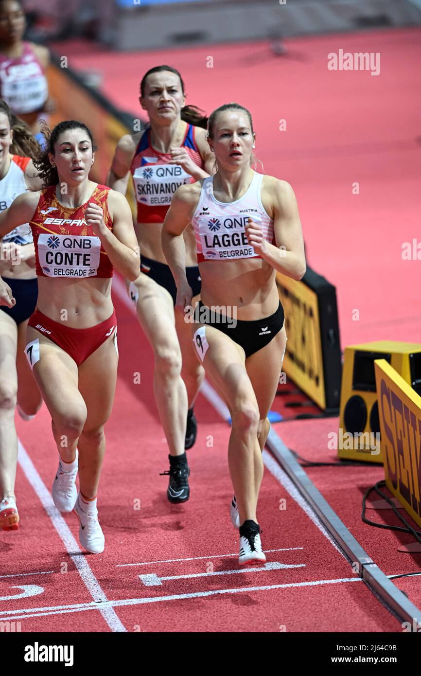 Monika Lagger Sarah Lagger participating in the Belgrade 2022 World Indoor ...