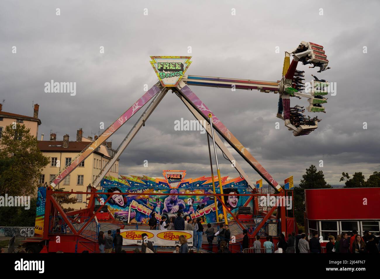 Lyon, France, October 5, 2019, traditional funfair in the Croix-Rousse district, the Famous 'La Vogue des Marrons' (The fashion for chestnuts). Stock Photo