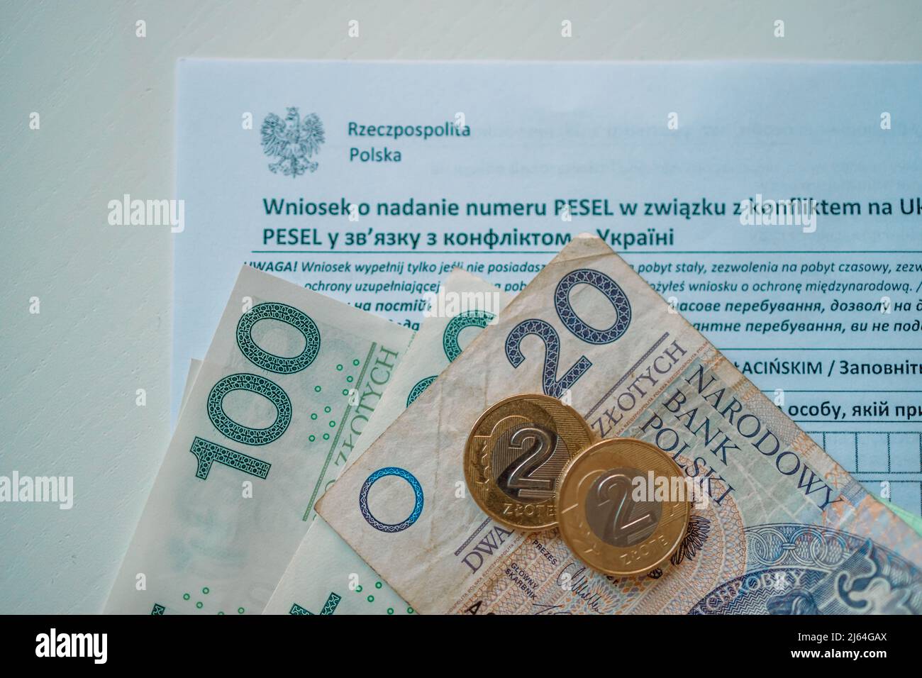 PESEL. State Polish aid for Ukraine refugees. Official personal document  Stock Photo