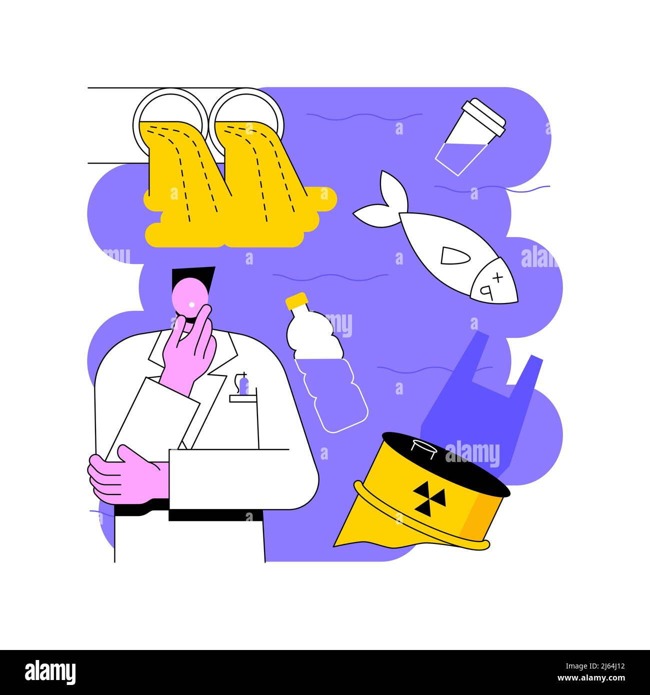 Water pollution abstract concept vector illustration. Water