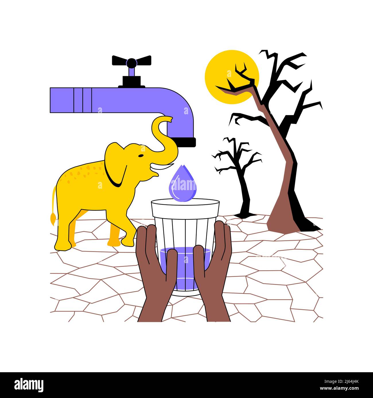 Lack of fresh water abstract concept vector illustration. Drinking