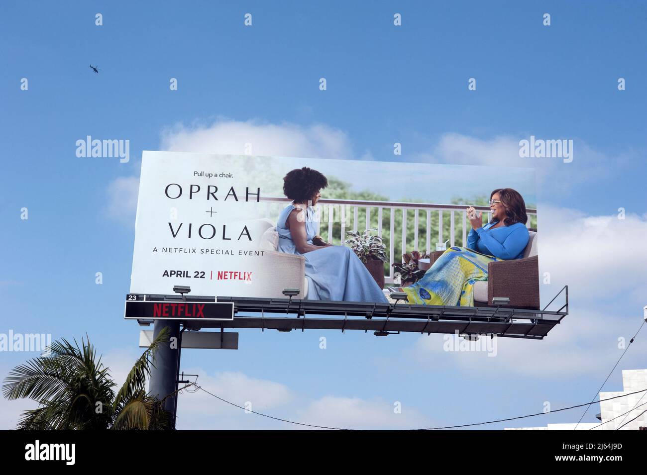Netflix billboard on the Sunset Strip in Los Angeles promoting an Oprah Winfrey interview with Viola Davis. Stock Photo