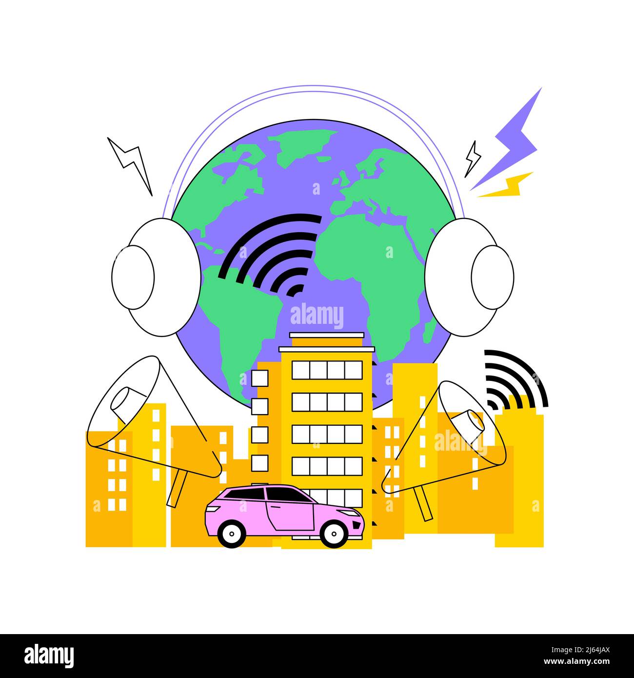 Noise pollution abstract concept vector illustration. Sound ...