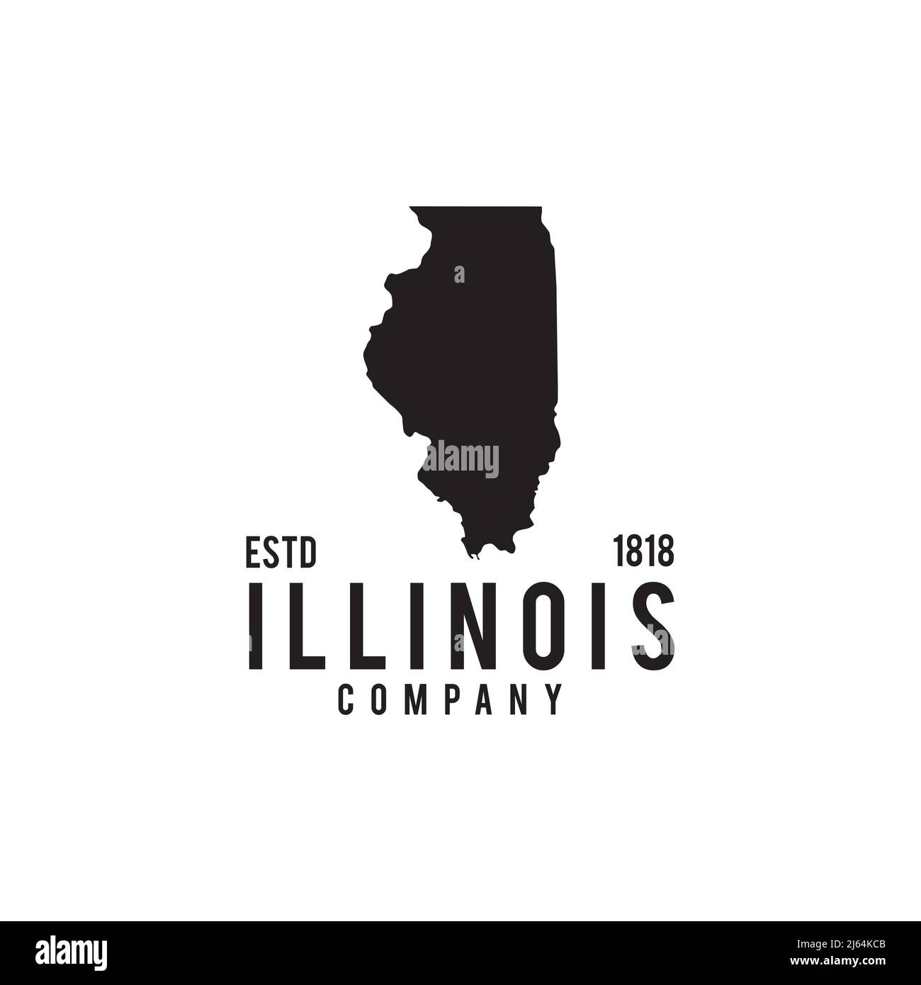 Illinois state map outline vector logo design Stock Vector