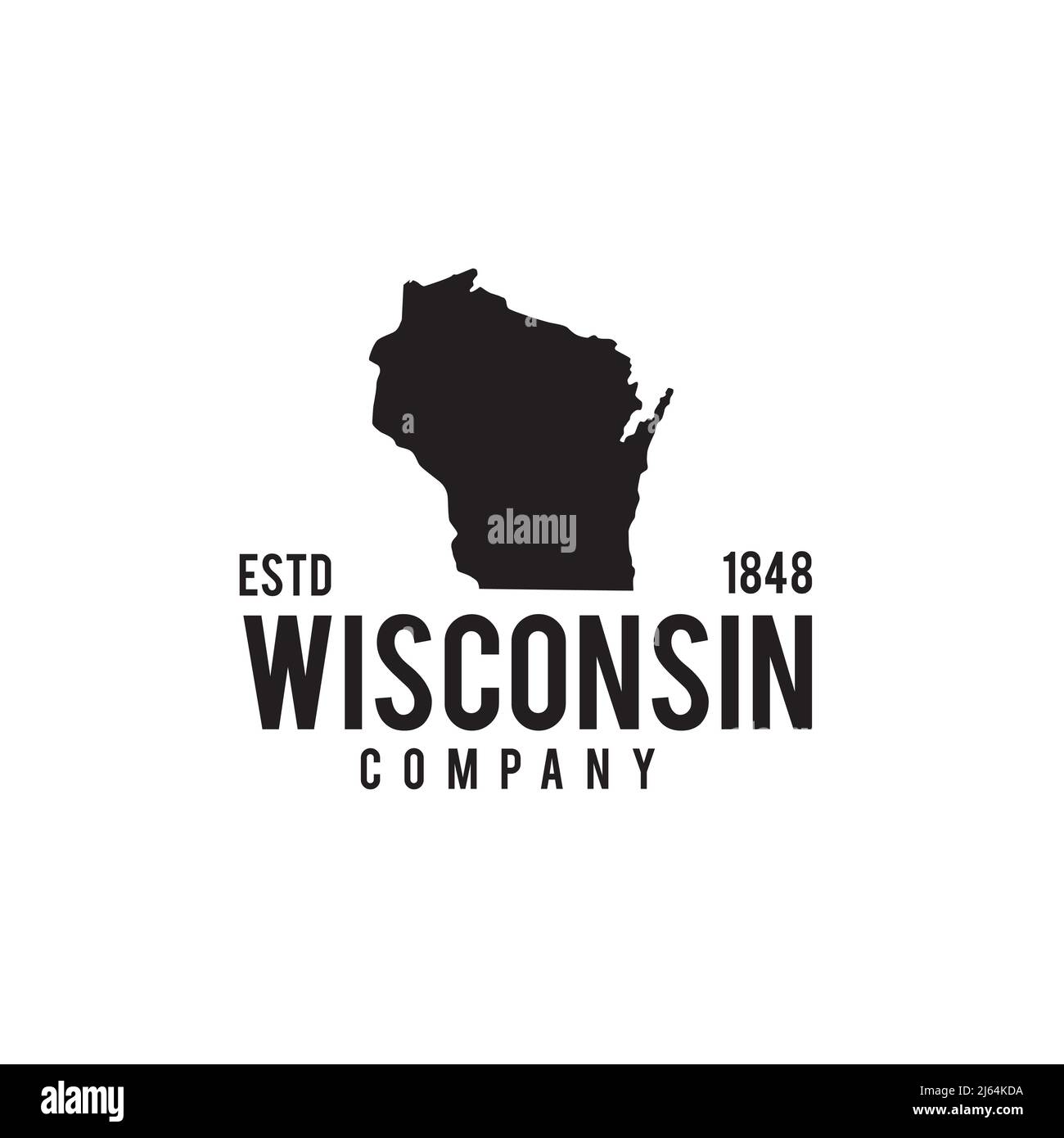 Wisconsin state map outline vector logo design Stock Vector Image & Art
