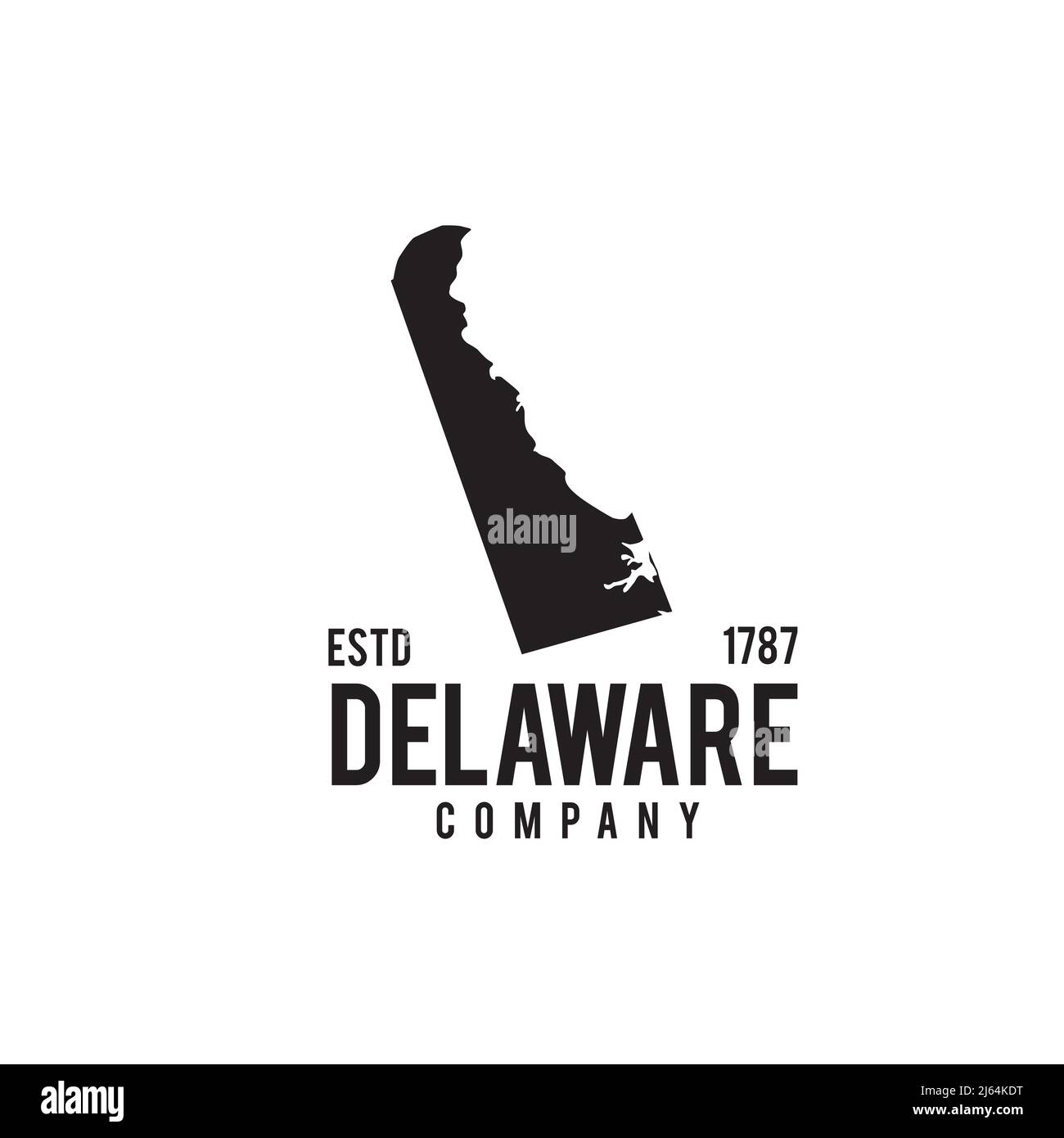 Delaware state map outline vector logo design Stock Vector Image & Art