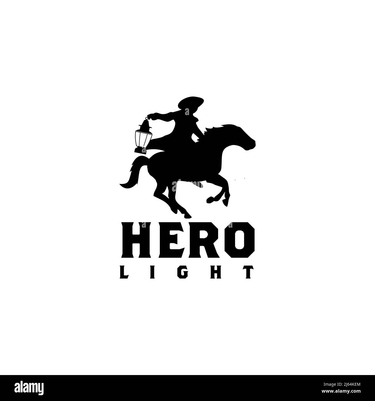 Hero light lantern with riding horse vector logo design Stock Vector