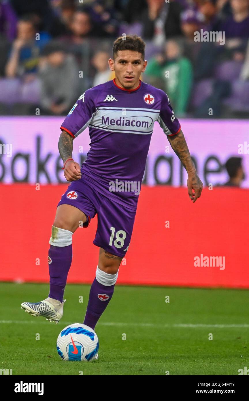 Florence, Italy. 27th Apr, 2022. Lucas Torreira (Fiorentina) during ACF  Fiorentina vs Udinese Calcio, italian soccer