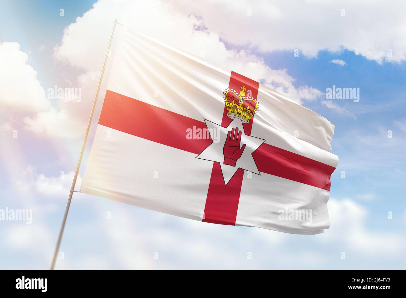 Sunny blue sky and a flagpole with the flag of northern ireland Stock ...