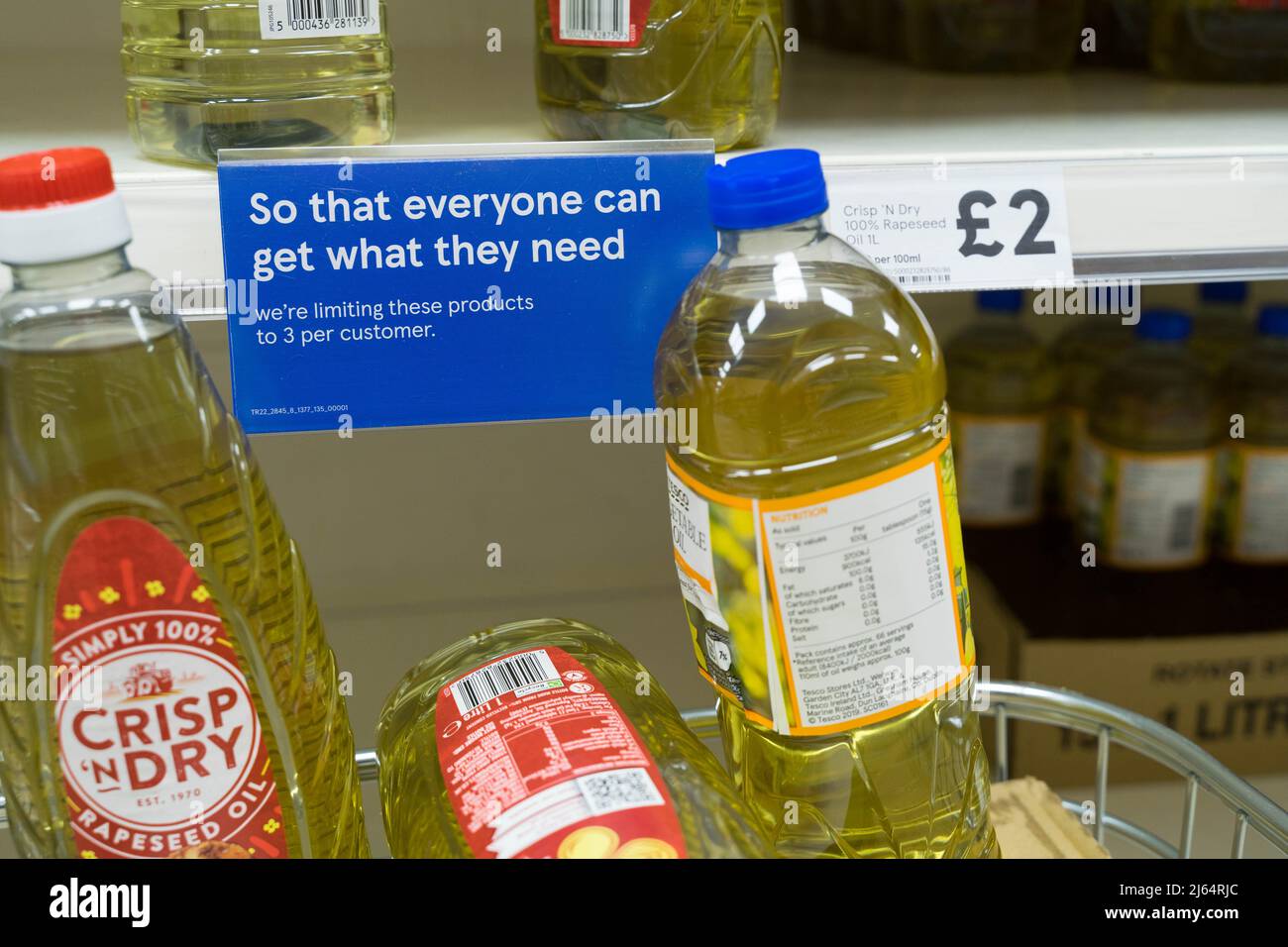 shop sign for cooking oil rationing that is put in place in super ...