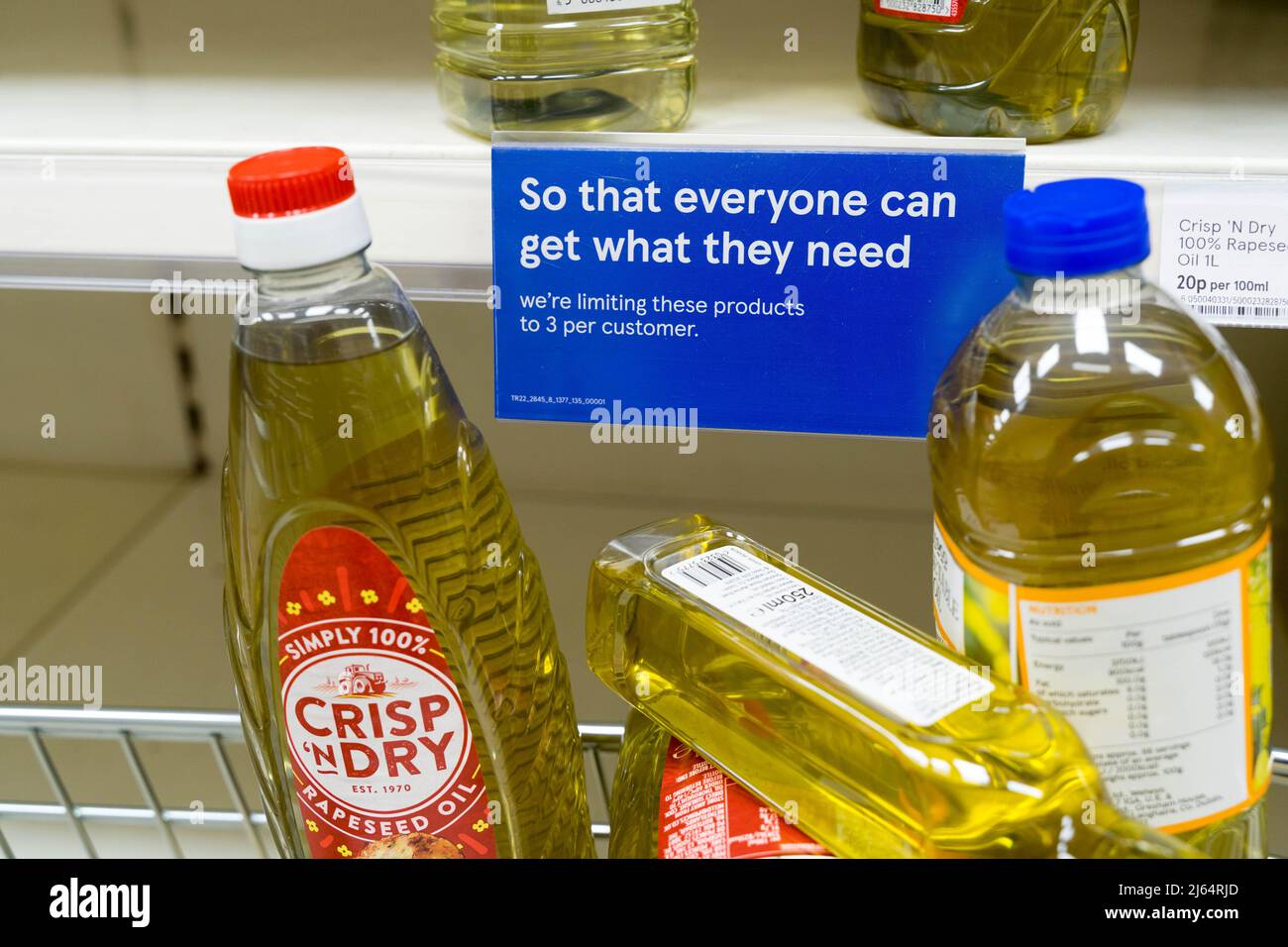 shop sign for cooking oil rationing that is put in place in super ...