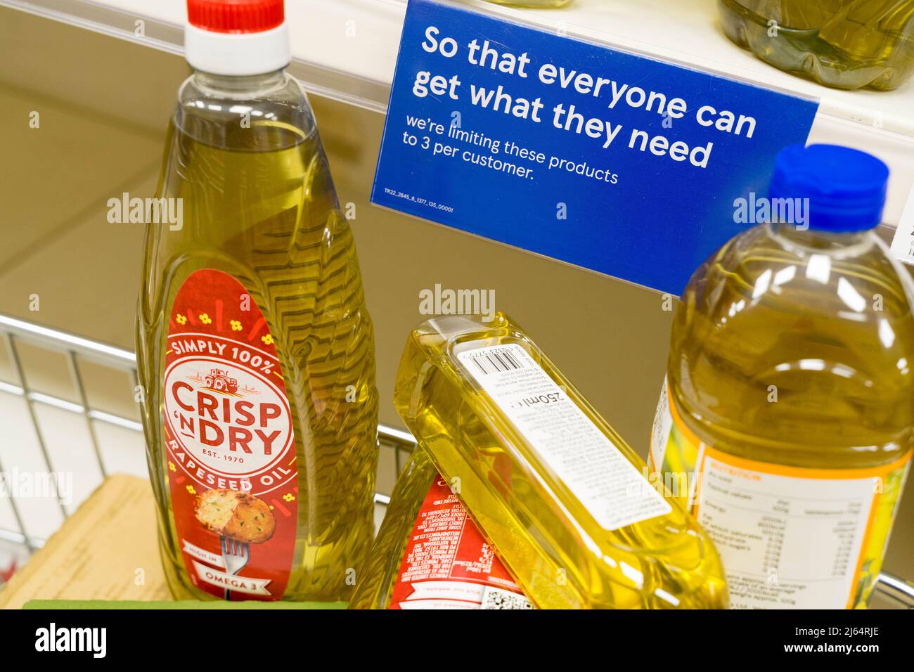 shop sign for cooking oil rationing that is put in place in super ...