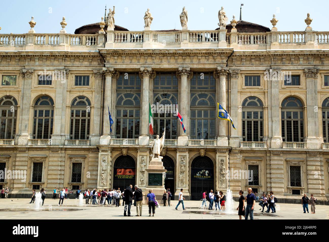 The Palazzo Madama in Piazza Castello which houses the Civic Museum of Ancient Art in Turin Italy Stock Photo