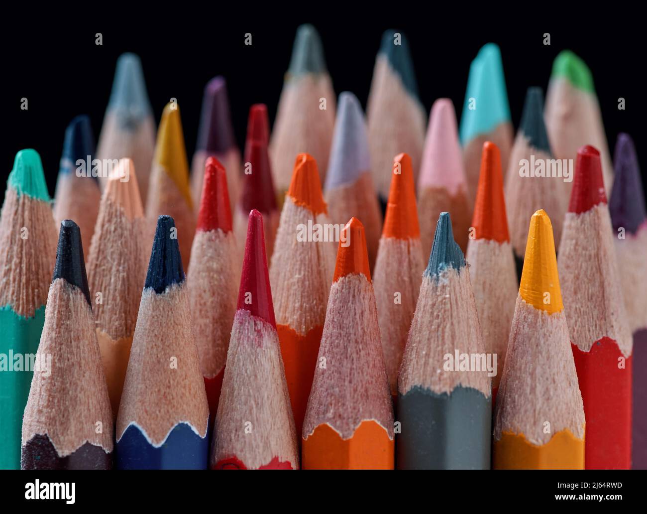 The colorful colored pencils on black background Stock Photo