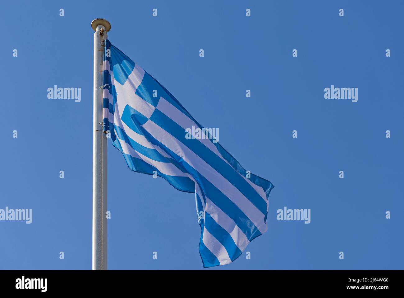 Blue and White National Flag of Greece Country Stock Photo