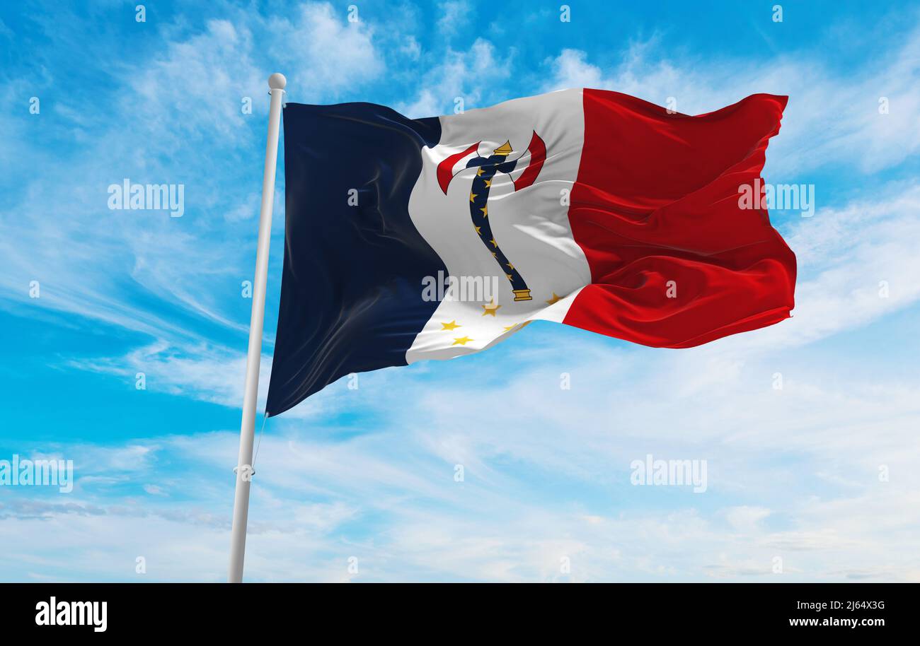 flag of Philippe Petain, Chief of State of Vichy France, France at cloudy  sky background on sunset, panoramic view. French travel and patriot concept  Stock Photo - Alamy