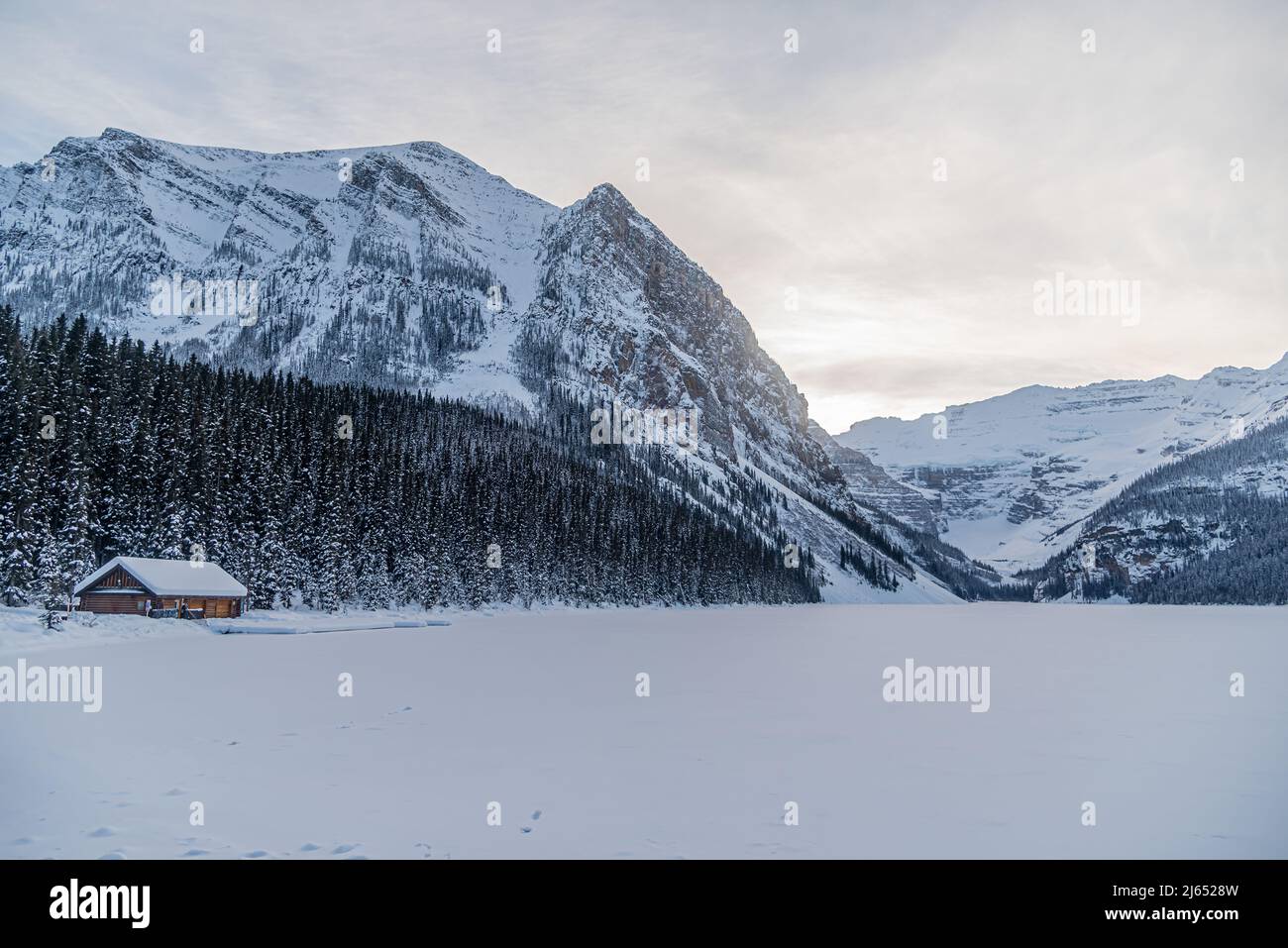 Lake Louise in Banff Park in winter time, Alberta, Canada Stock Photo ...