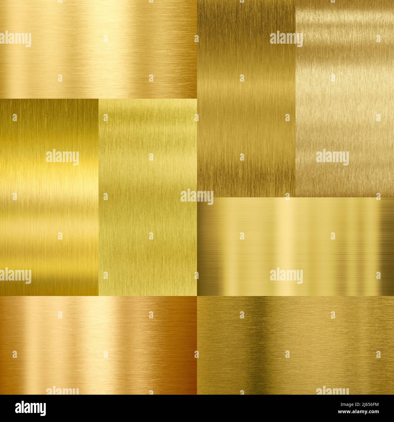 various brushed gold metal textures collection Stock Photo