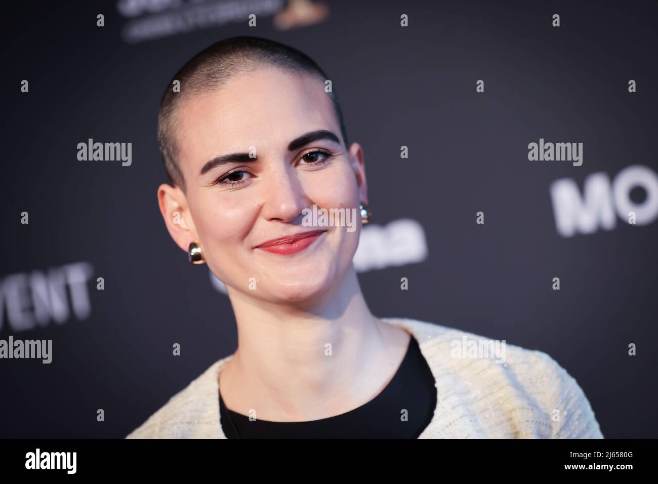 Hamburg, Germany. 27th Apr, 2022. Elena Hell, author, arrives at the  Jupiter Award 2022 ceremony. For the 44th time, the magazines "TV Spielfilm"  and "Cinema" presented the audience award for outstanding film