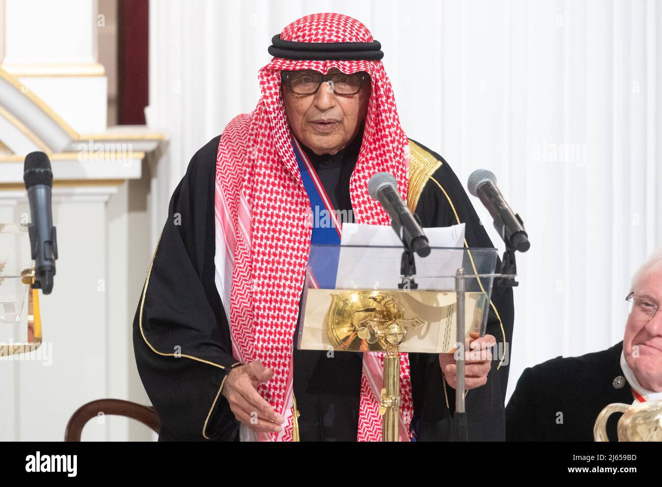 27 April 2022. London, UK. Photo by Ray Tang. His Excellency Khaled Abdulaziz Al-Duwaisan GCVO, The Ambassador of the State of Kuwait makes a speech at the annual City of London Easter Banquet held at Mansion House. Stock Photo