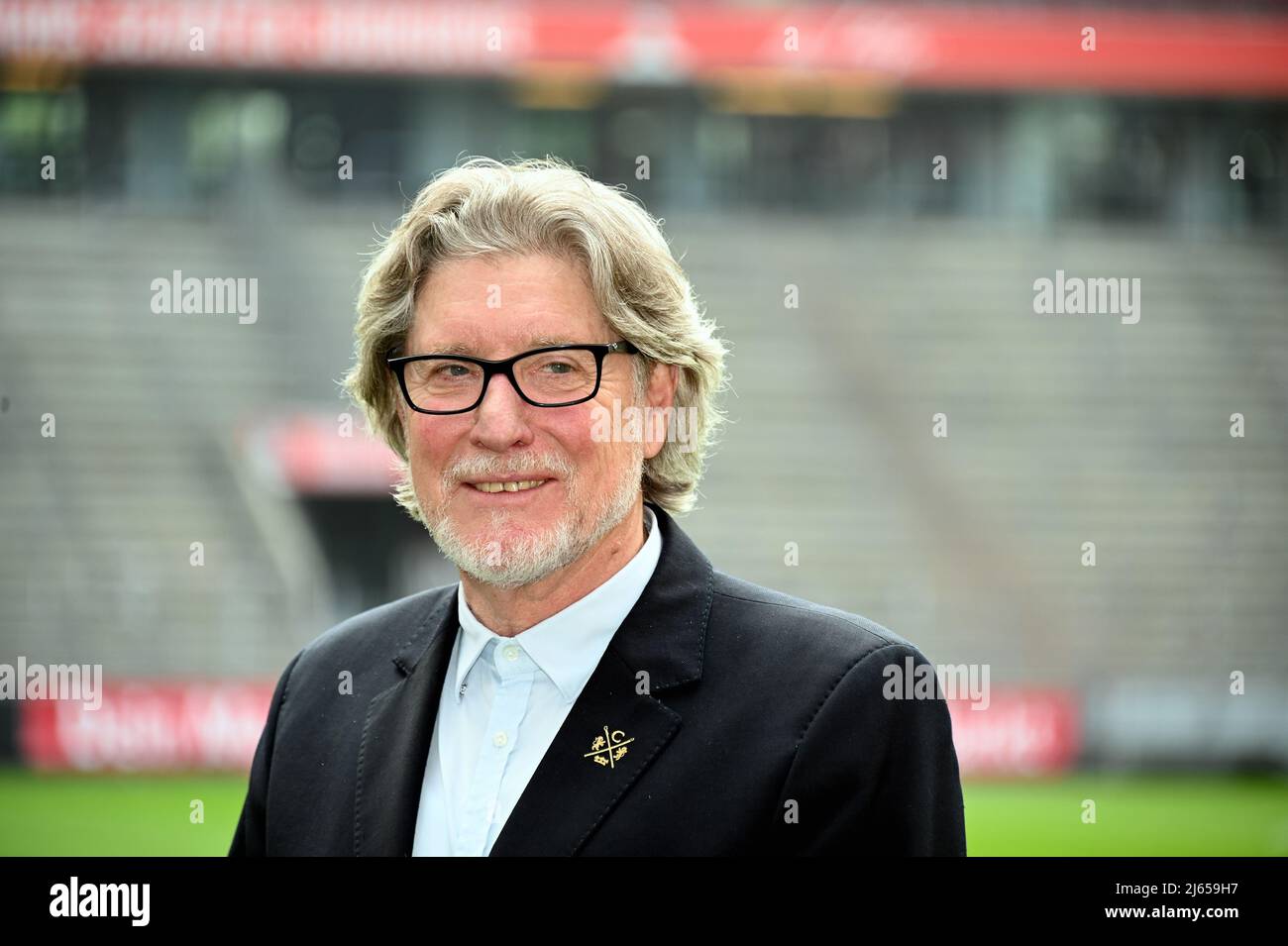 Cologne, Germany. 26th Apr, 2022. Sportsman Harald Anton Toni Schumacher,  Sports Ambassador of the City of Cologne at the press event for the DFB  Women's Cup Final between VfL Wolfsburg and Turbine