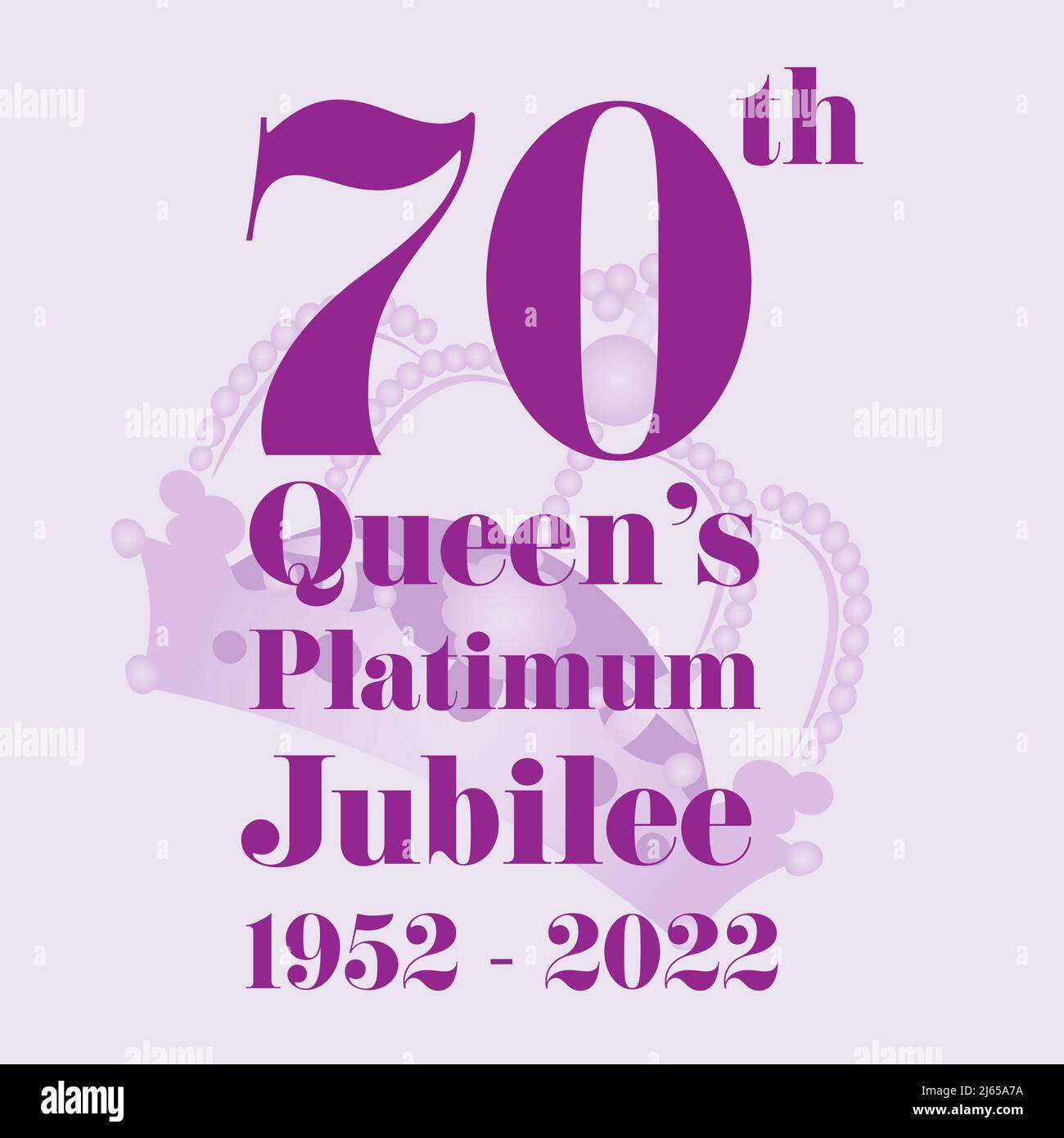 The Queens Platinum Jubilee 2022 - In 2022, Her Majesty The Queen will become the first British Monarch to celebrate a Platinum Jubilee after 70 years Stock Vector