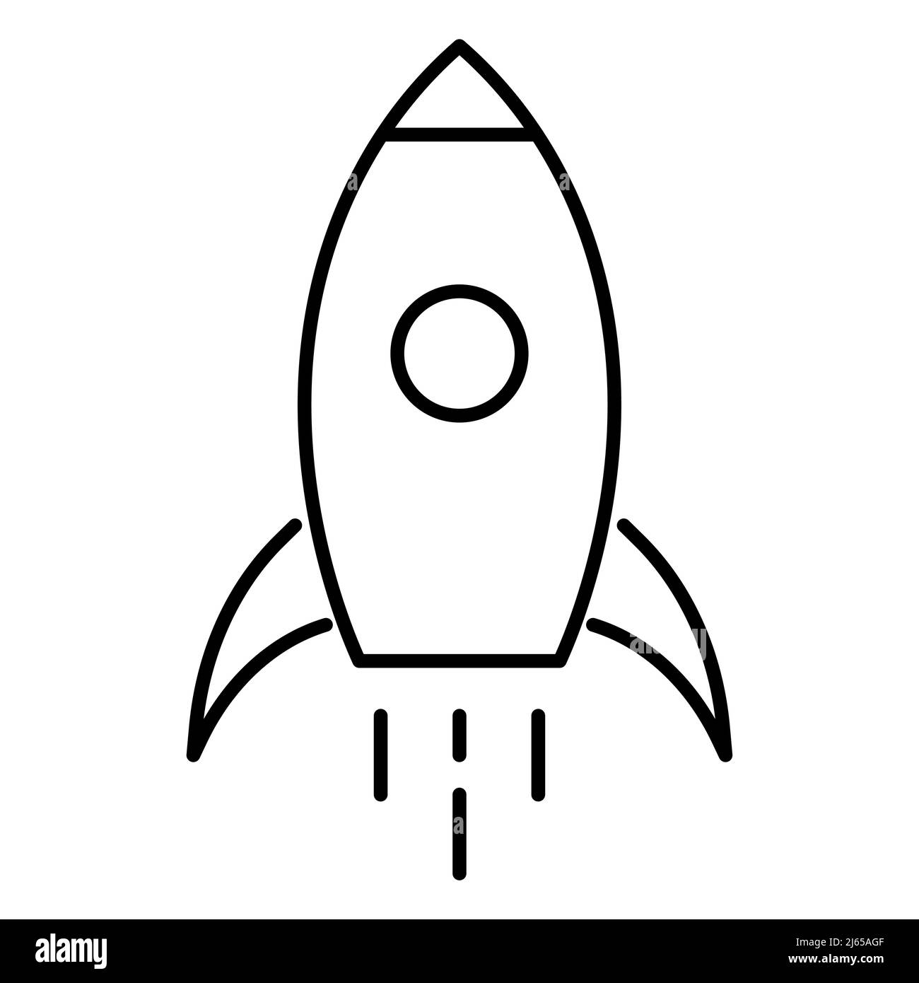 Launching rocket thin line icon Stock Vector
