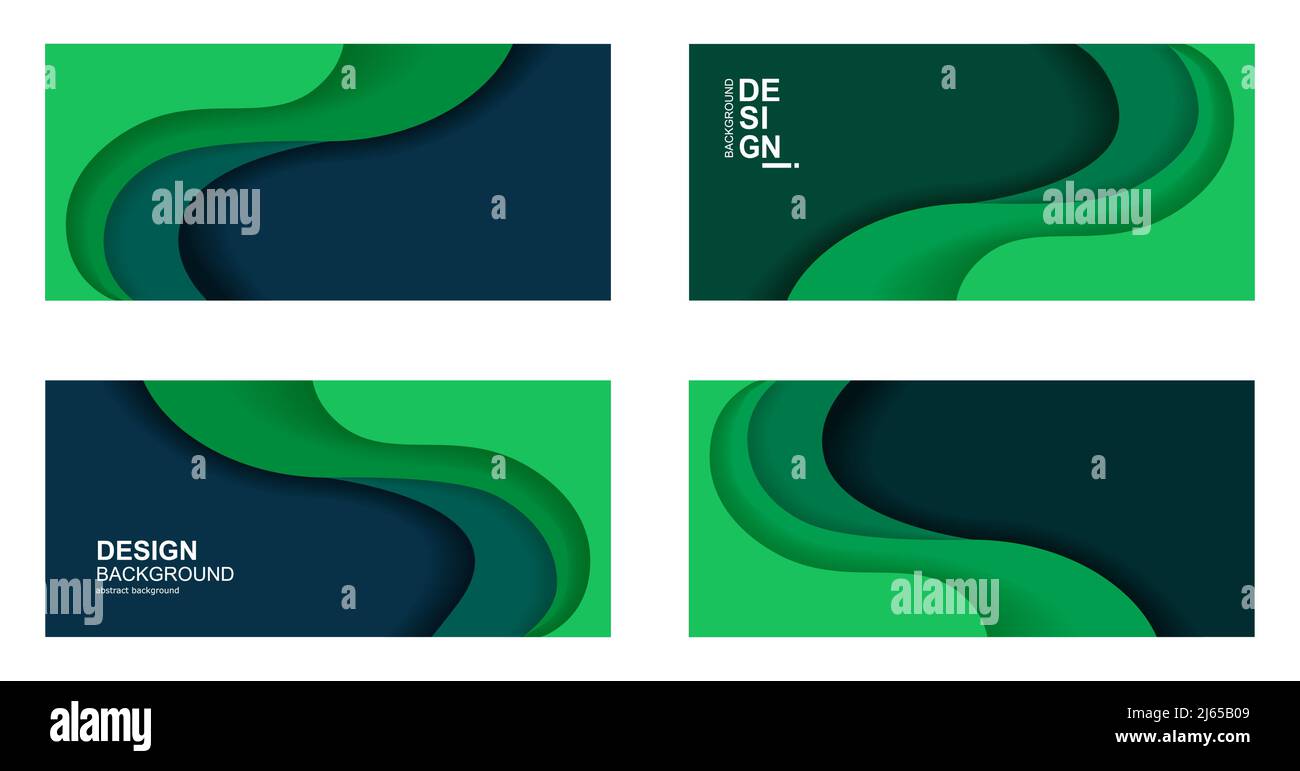 Set Abstract background with wavy green paper Stock Vector Image & Art ...