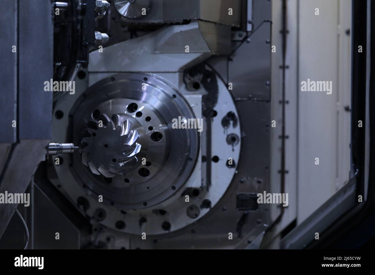 Metalworking cnc milling machine, cutting metal modern processing technology Stock Photo