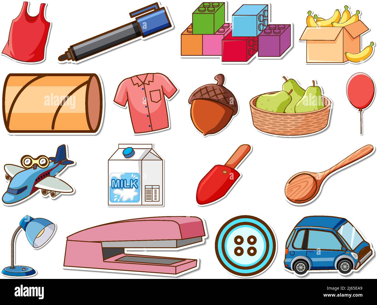 Sticker set of mixed daily objects illustration Stock Vector Image ...