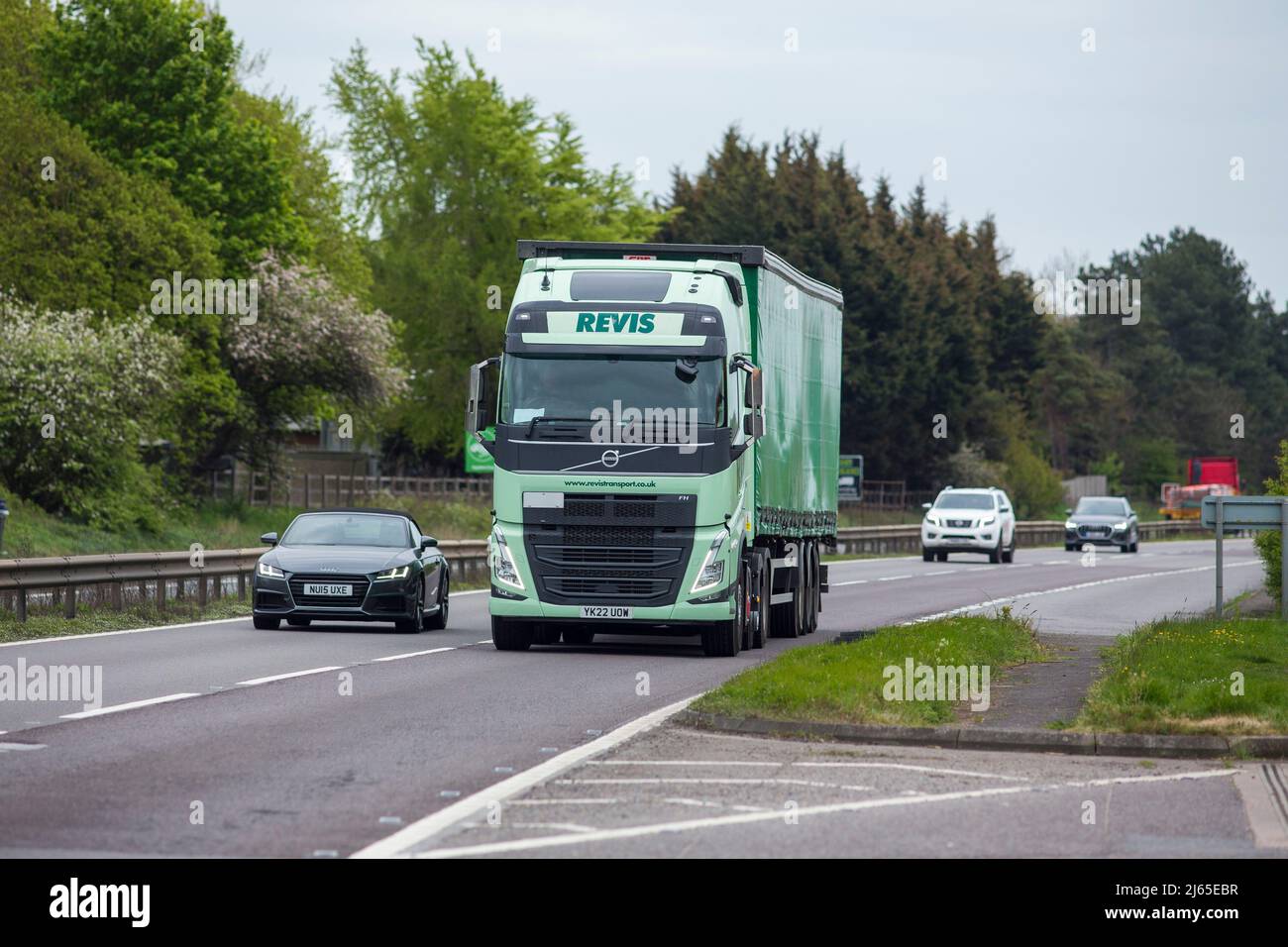 Trucks, lorries and HGV on the A1 South Witham, Grantham, England , UK