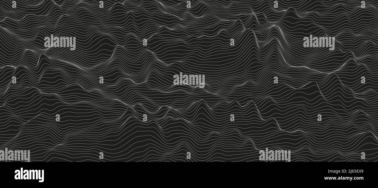 Abstract background with distorted line shapes on a black background ...