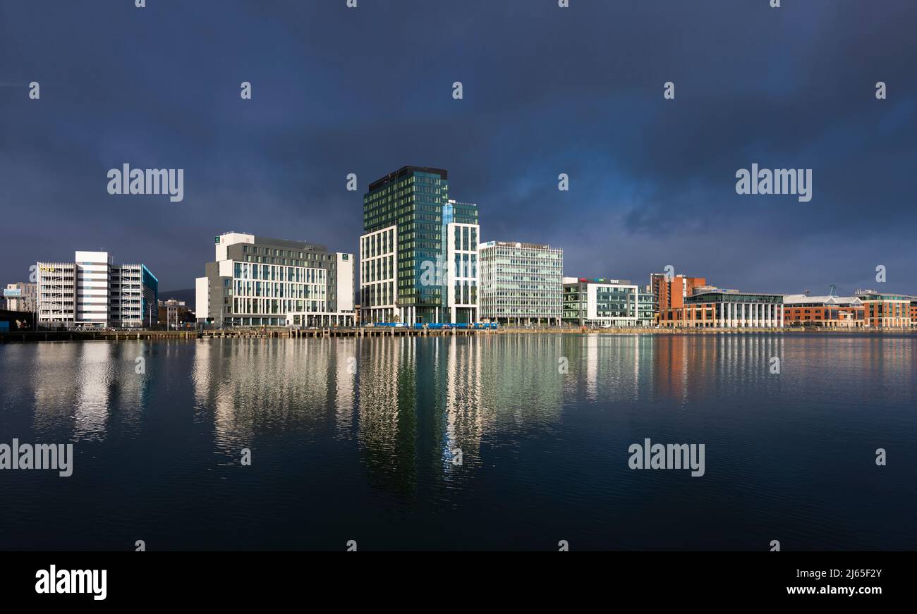 New developments on Belfast's riverside Stock Photo