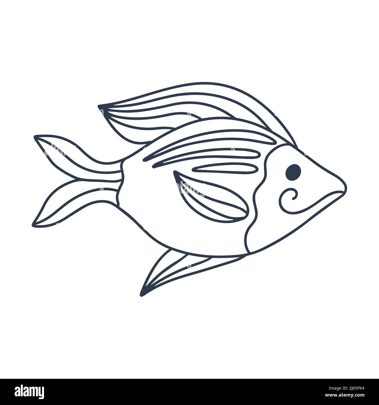 Sea or river fish doodle illustration. Outline underwater inhabitant kid  drawing Stock Vector Image & Art - Alamy