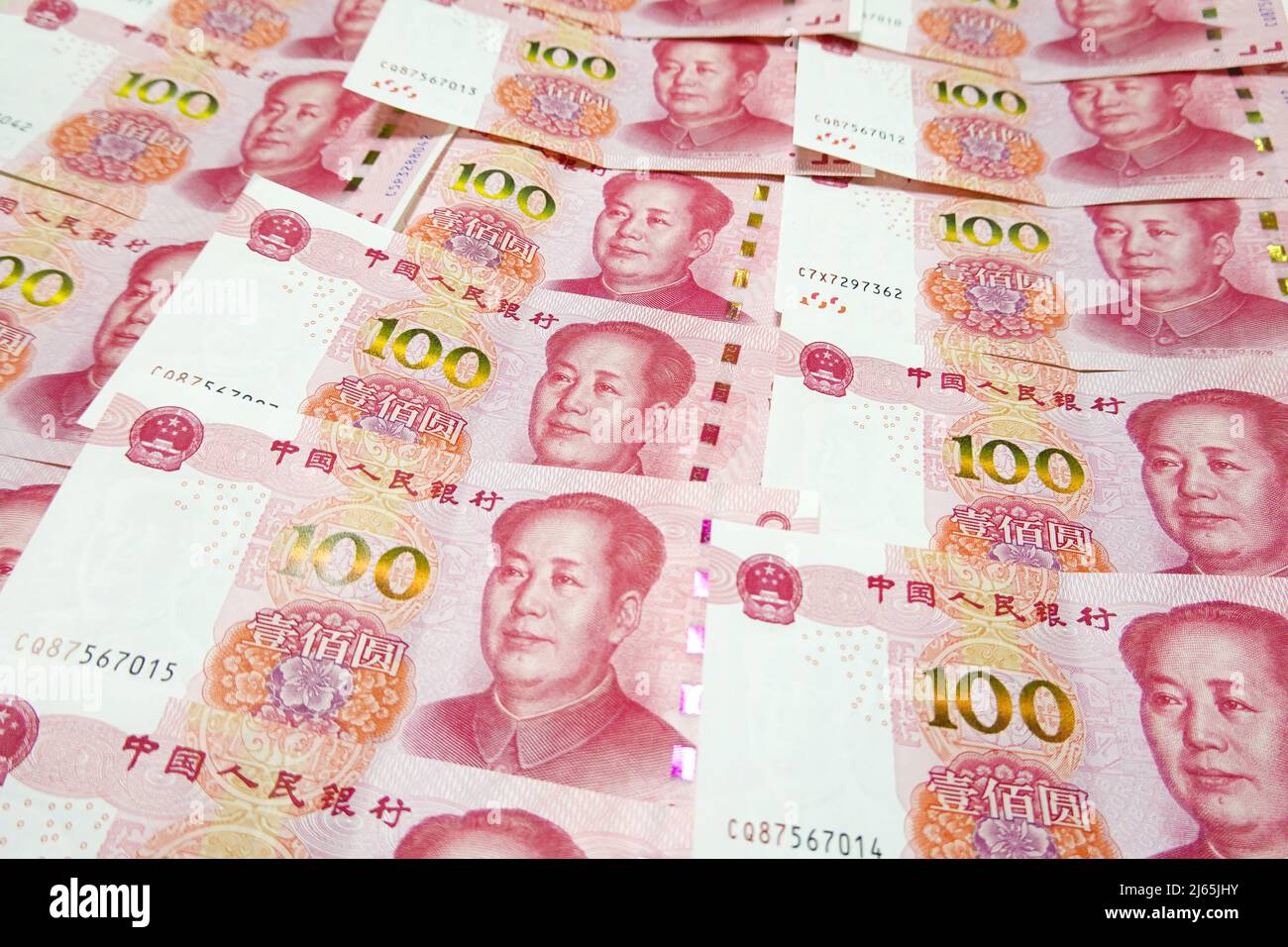 100 Chinese Yuan Renminbi banknote seen displayed. China's interbank ...