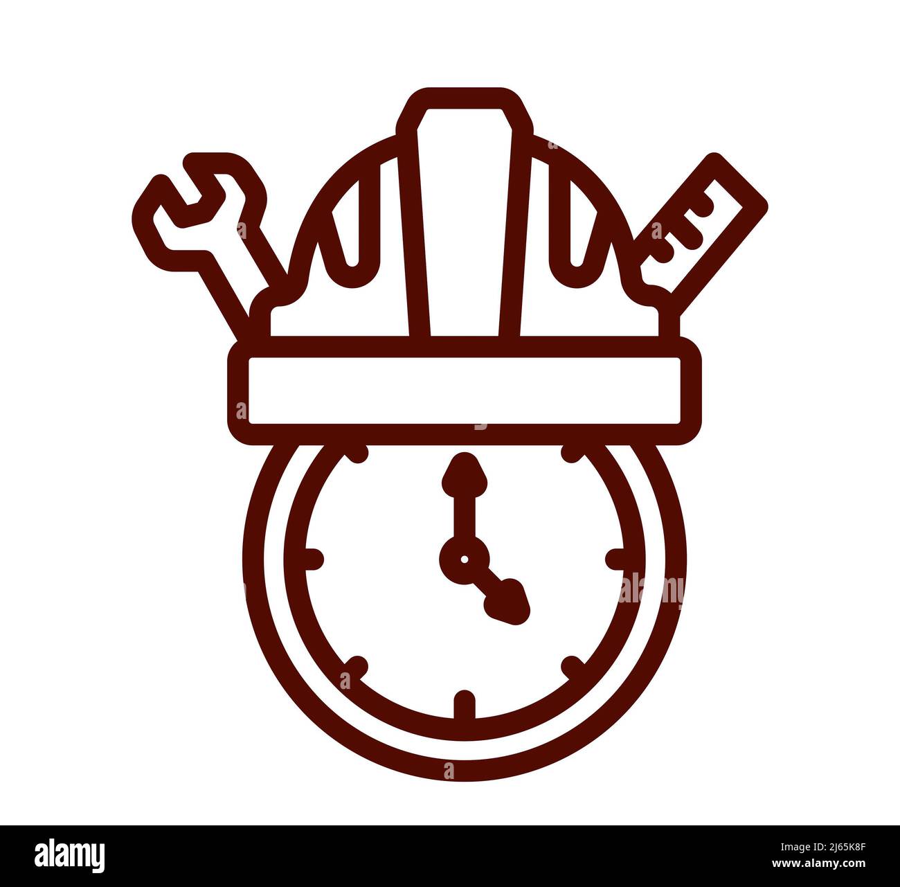 international workers day has a helmet with a clock and wrench illustration of labors day of banner poster Stock Photo