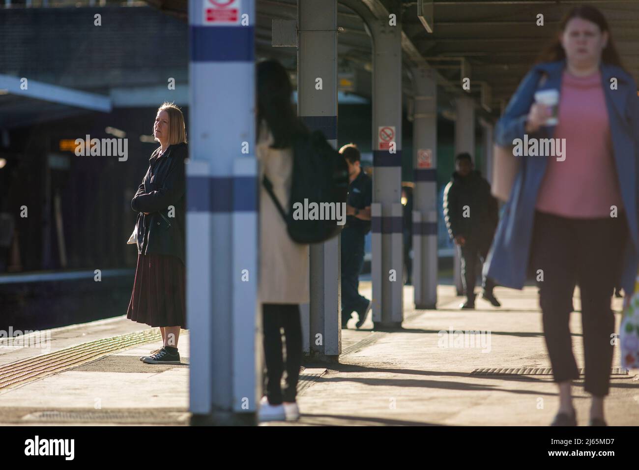 Passengers at Chatham railway station as  more than 40,000 workers at Network Rail and 15 train operating companies are to be balloted for strike action in what the RMT union has called “potentially the biggest rail strike in modern history”. Stock Photo