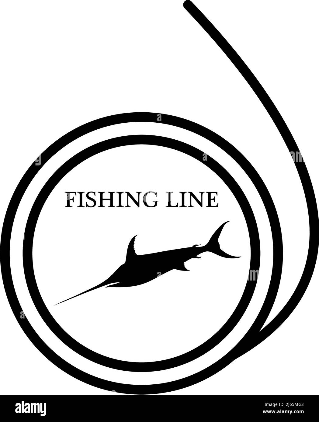 Icon Of Fishing Line. Bold outline design with editable stroke width. Vector Illustration Stock