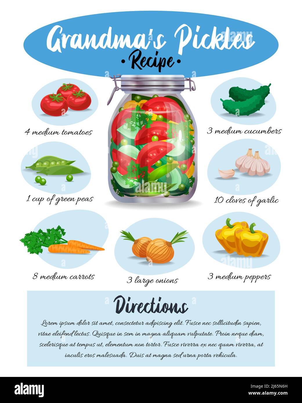 Grandma pickles marinade colorful pictorial recipe with ingredients