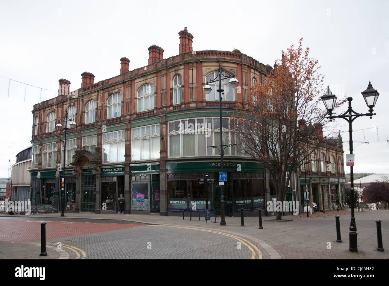 Views of buildings in Rotherham town centre in Yorkshire in the UK