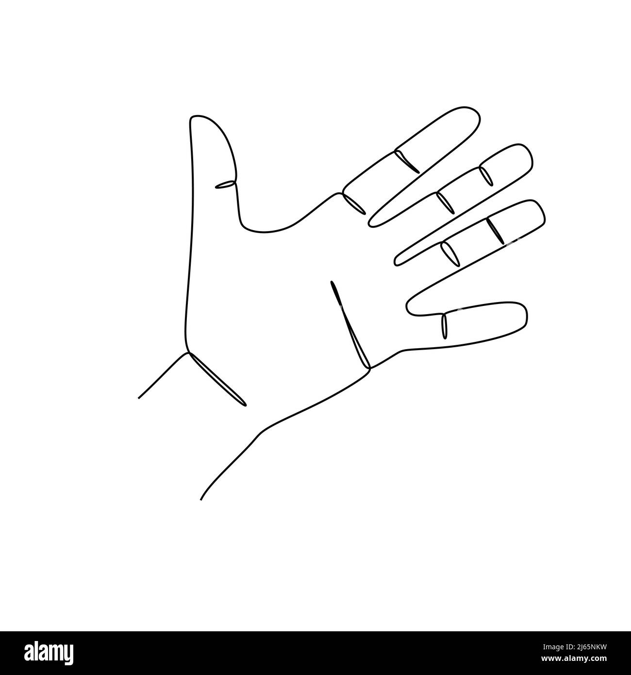 Wave Hand Gesture Single line drawing. Sign and symbol of hand gestures. Single continuous line drawing. Hand drawn style art doodle isolated on white Stock Vector