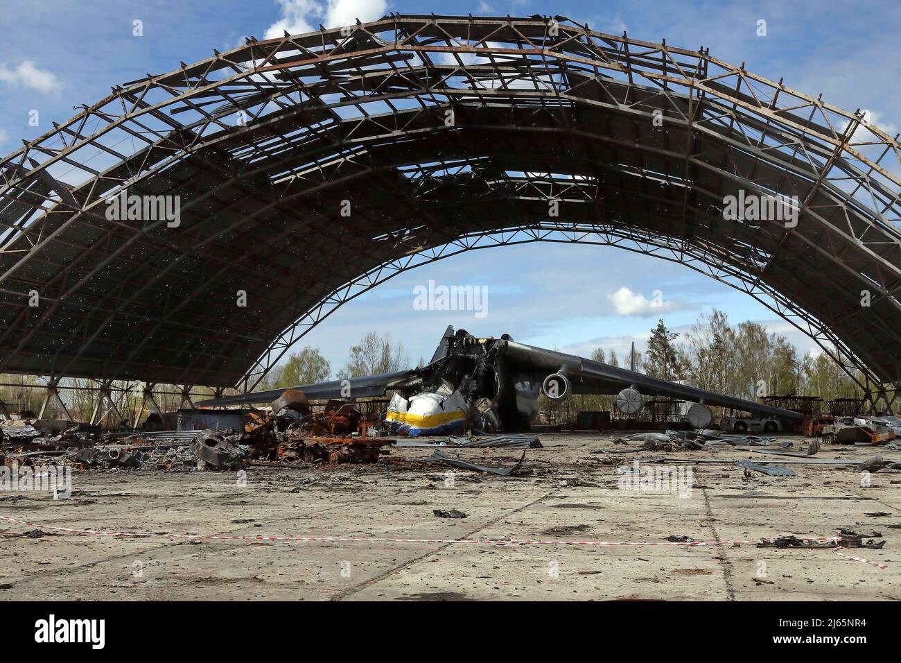 HOSTOMEL, UKRAINE APRIL 27, 2022 The Antonov An225 Mriya, the