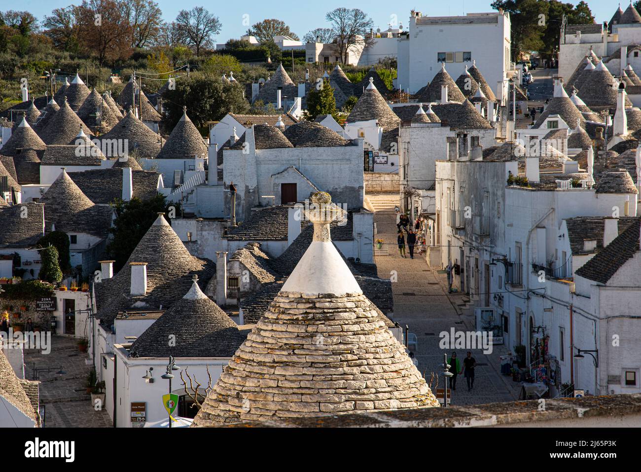 The trulli of Alberobello. The trulli of Alberobello have been designated as a UNESCO World Heritage.  Alberobello is a small town and comune of the M Stock Photo