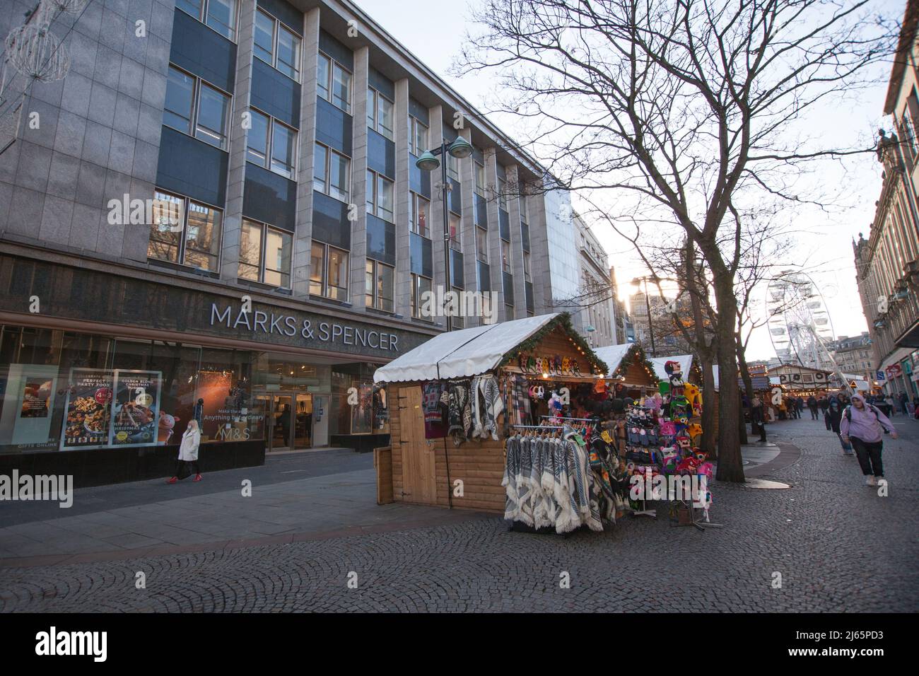 Views of a Christmas Market on Fargate in Sheffield in the UK Stock Photo