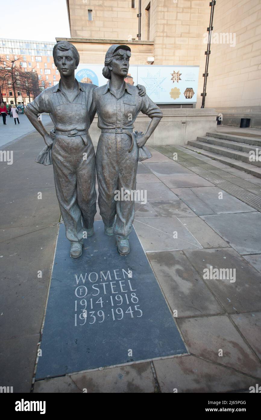 The Women of Steel statue in Sheffield in the UK Stock Photo