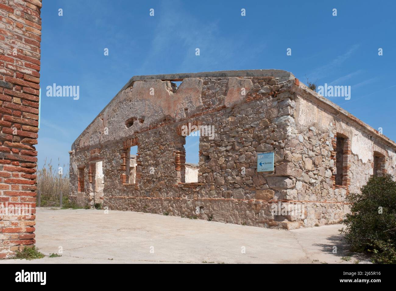 EL PRAT DE LLOBREGAT, APRIL 1st 2022: Remains of the old Carabiners Barracks in El Prat de Llobregat, Spain. Stock Photo