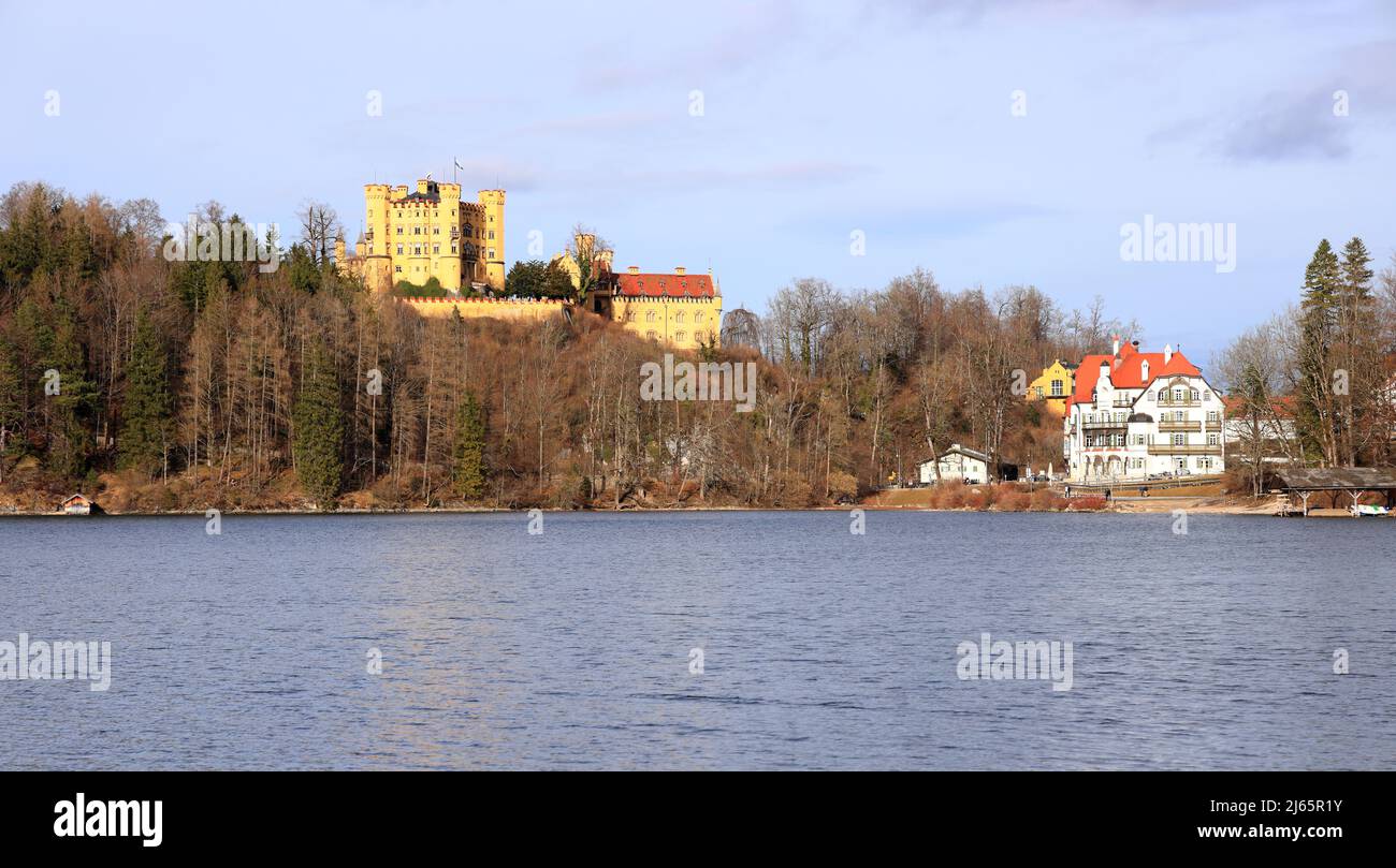 Alpsee lake with Hohenschwangau castle. Bavaria, Germany, Europe. Stock Photo