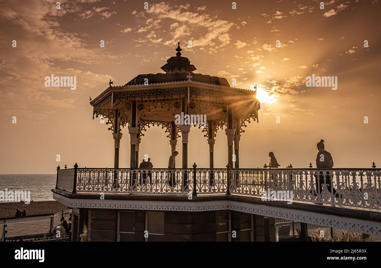 Sunset over The Bandstand in Brighton England Stock Photo