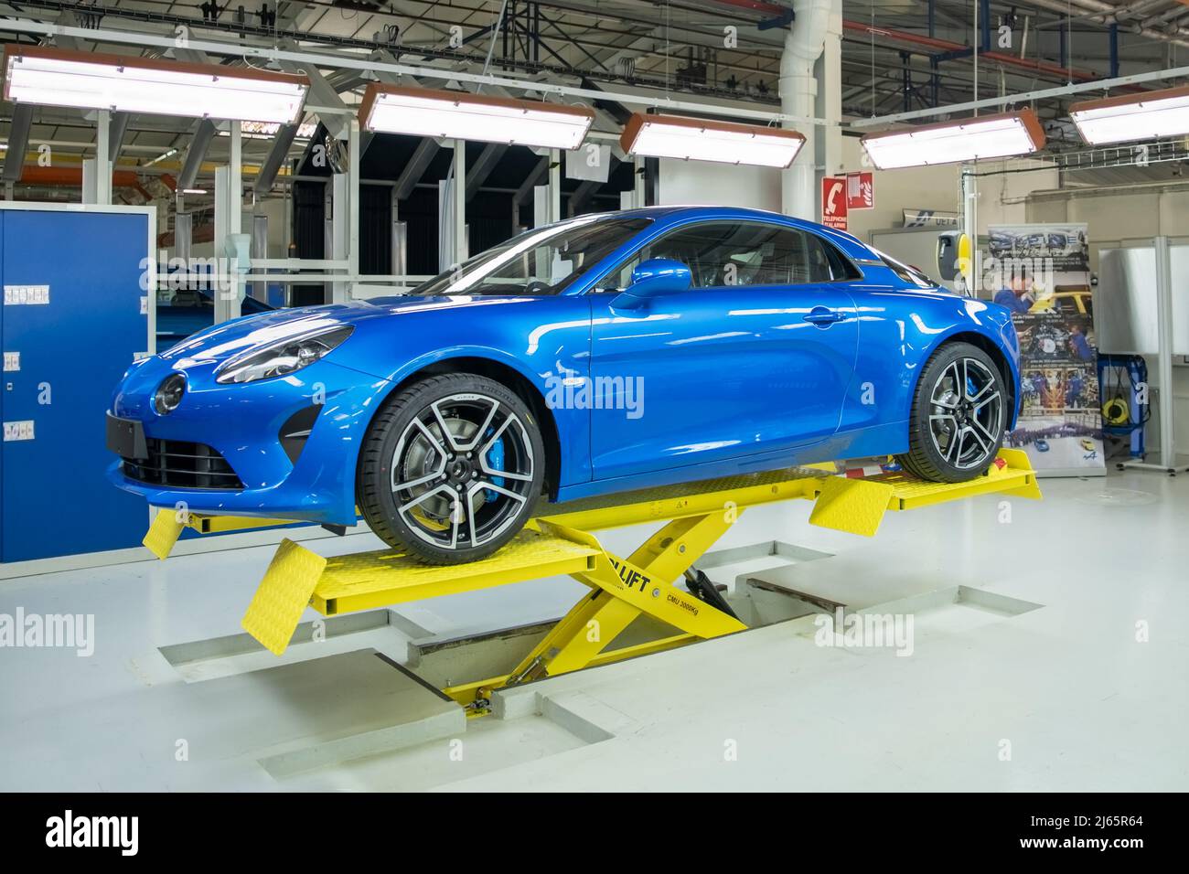DIEPPE, FRANCE - JUNE 30, 2018: The new model of the sports car Alpine A110  is exhibited at the factory. Renault Alpine car Stock Photo - Alamy