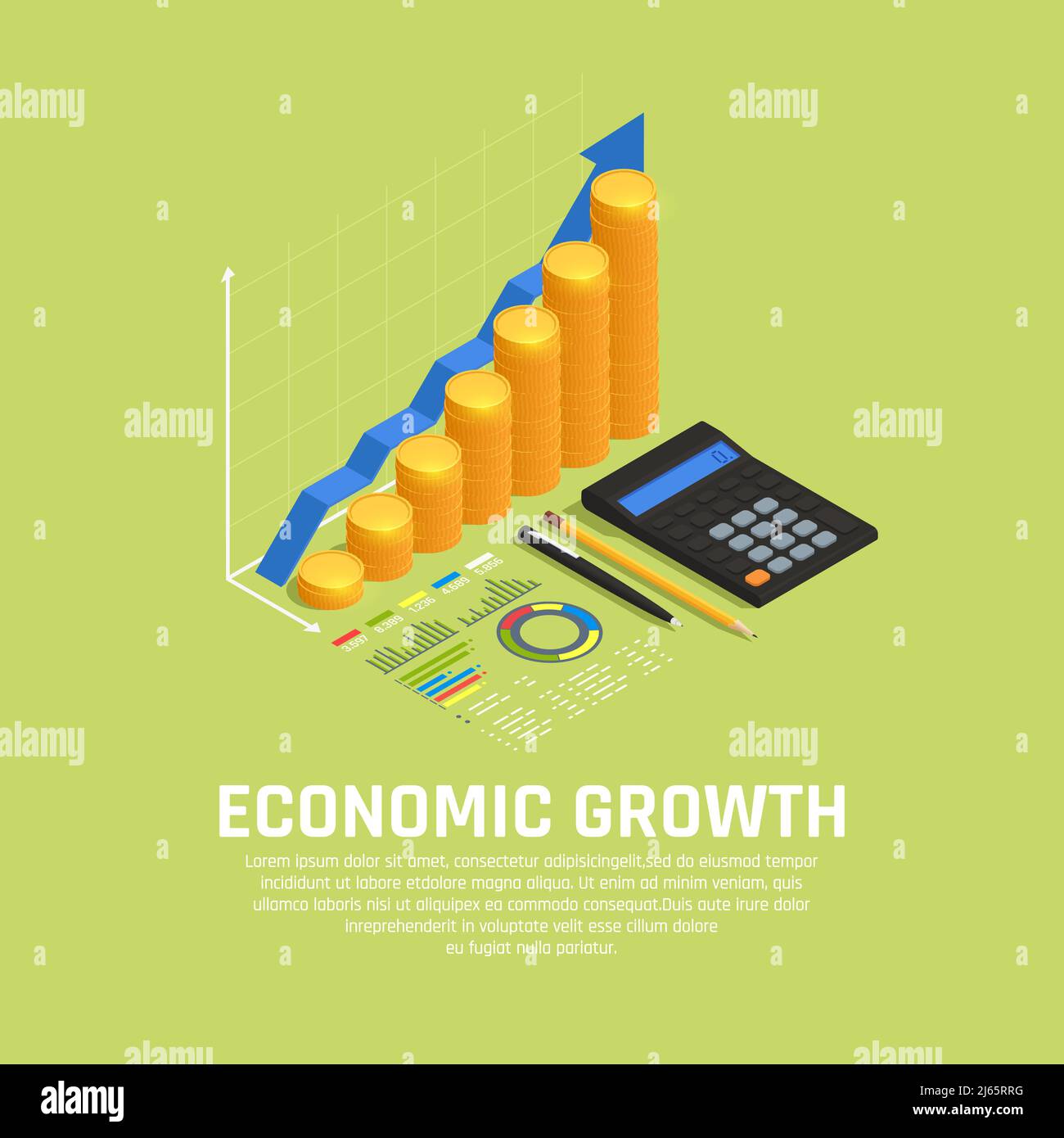 Investment funds increasing financial market development isometric